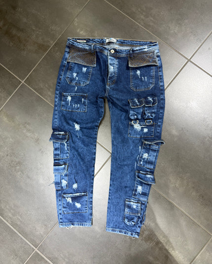 Jeans Uomo Taglie Forti Cnt Cargo 328 Blue