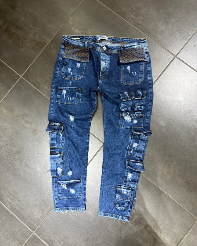 Jeans Uomo Taglie Forti Cnt Cargo 328 Blue